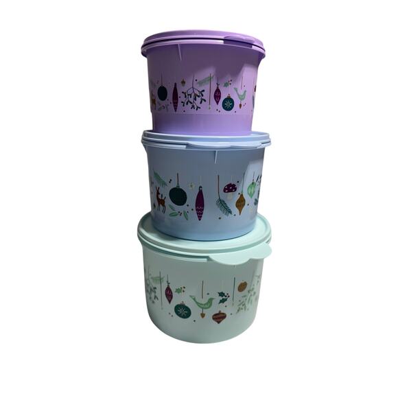 Tupperware Shining Traditions Stacking Canisters Set 3 - Picture 1 of 7